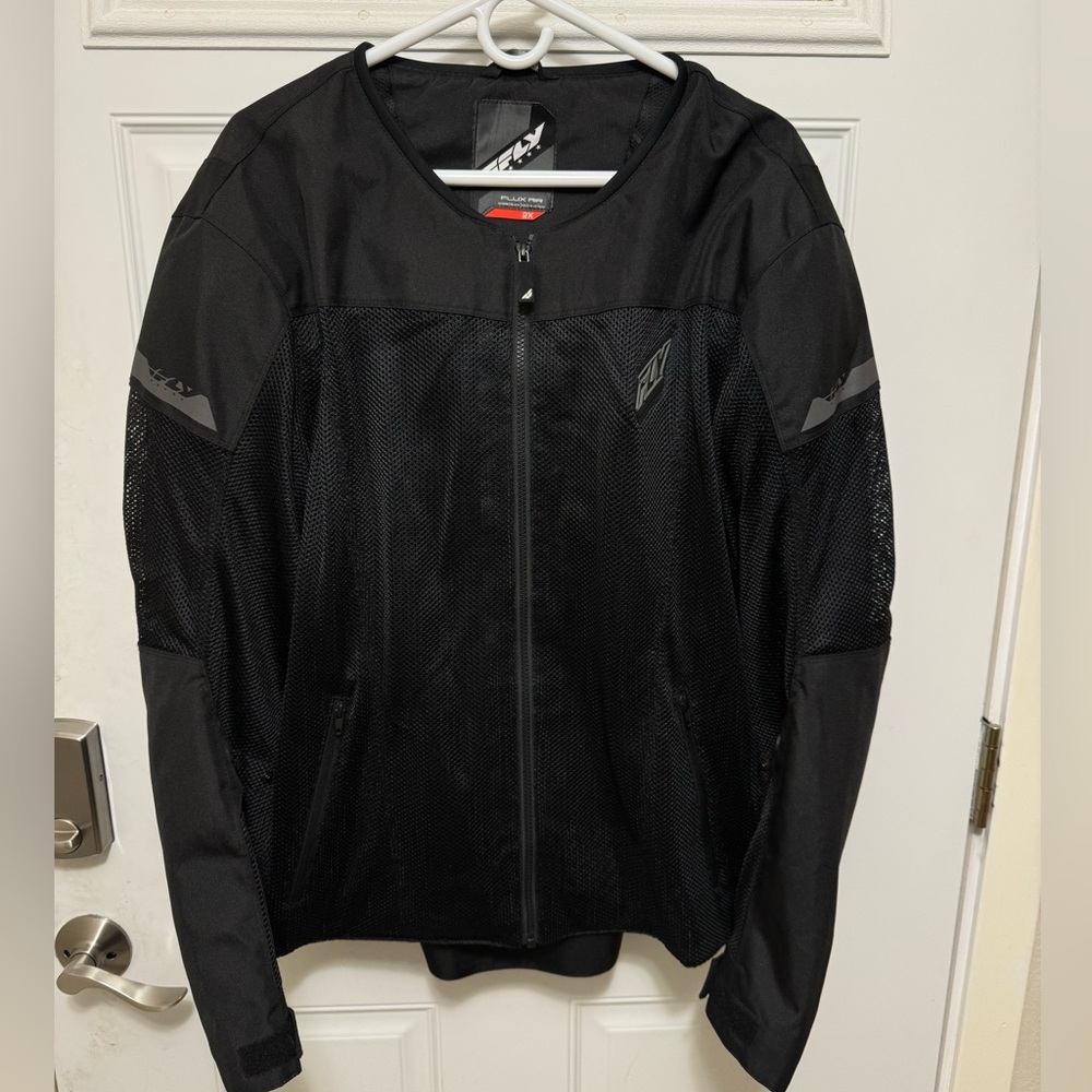 Fly Racing Men's Flux Air Mesh Motorcycle Jacket Black Size 2X w/ Protector Pads